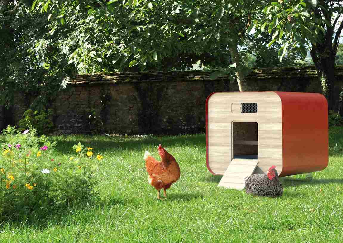 Poulailler Container rouge de Farmili et de la ferme urbaine