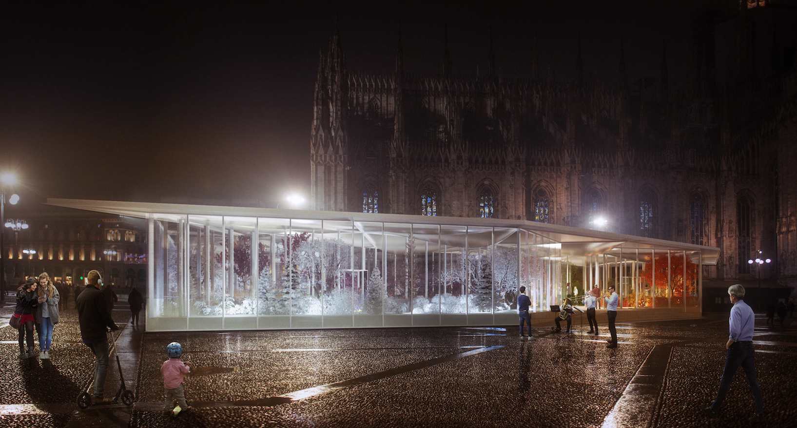 Living Nature, Vue extérieure de nuit